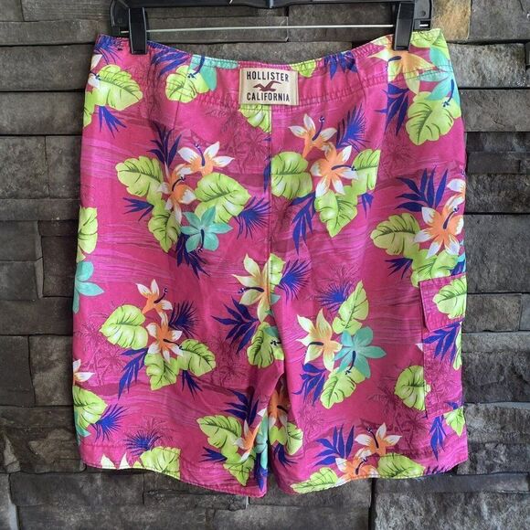 Hollister Board‎ Shorts Pink Floral Bright Size Medium - Picture 2 of 3